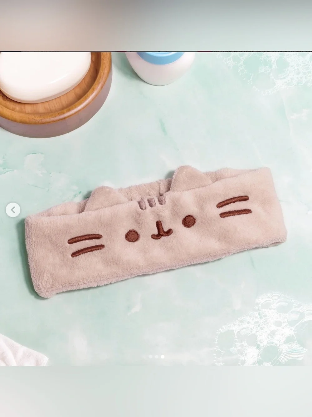 Pusheen Plush Cat Ear Headband - Cream with Brown Embroidery